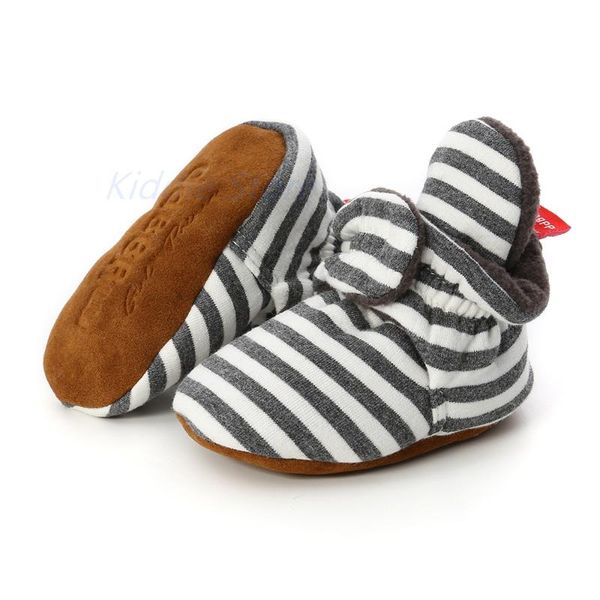 

first walkers soft-soled cotton shoes for baby girls grey white striped booties toddler walker boots infant comfortable outdoor footwear