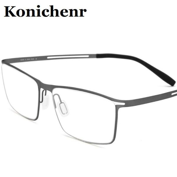 

konichenr pure titanium glasses frame men square eyewear 2021 male classic optical myopia prescription eyeglasses frames fashion sunglasses, Black