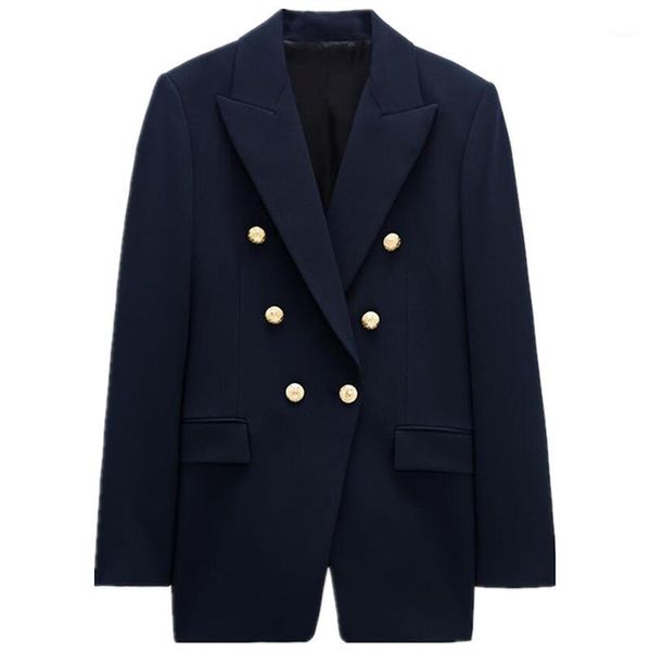 

women's suits & blazers zaaho 2021 fashion double breasted blazer women spring autumn casual solid suit coat, White;black