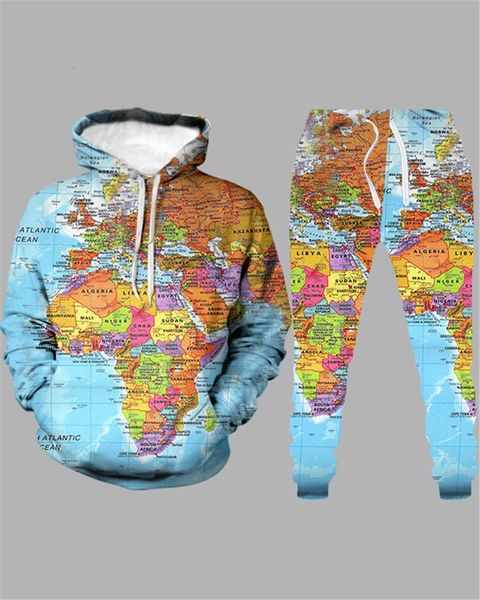 

men's tracksuits fashion tracksuit sets map3d print graffiti hoodies and jogger pants hiphop plus size autumn suits sweatpants2021, Gray