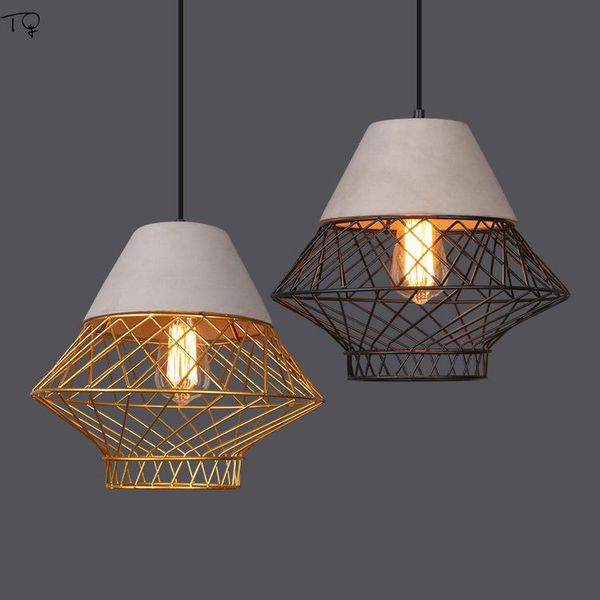 

american retro industrial concrete cement pendant lights iron art lanterns home decor loft restaurant living/model room bar cafe lamps