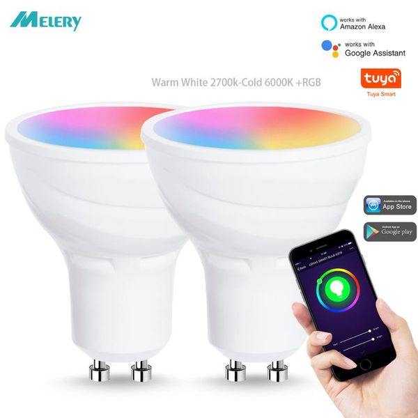 

bulbs smart wifi led bulb gu10 rgb 5w lamp equivalent 50w ambiance sport track lighting remote control by tuya alexa google assistant