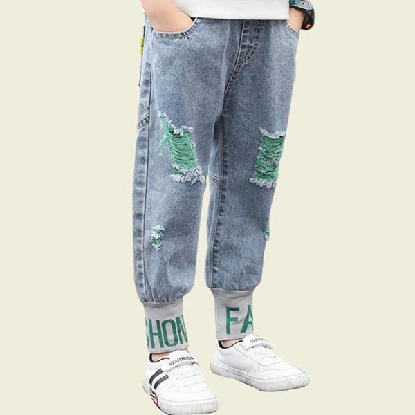 

jeans big boys with patchwork boy child denim trousers for children spring teenage clothes, Blue