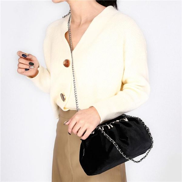 

evening bags simply crossbody lady chain travel small handbags pu leather solid color cloud messenger bag for women 2021