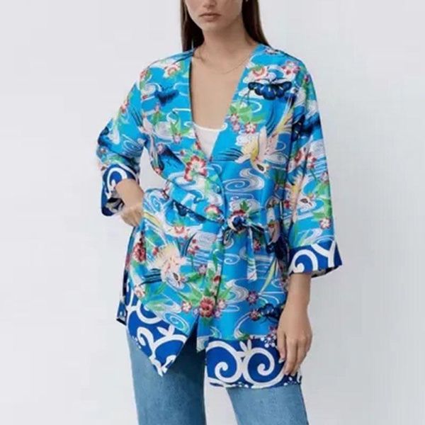 

women's jackets women 2021 fashion loose casual printed lace coat vintage long sleeve button-up female outerwear chic, Black;brown