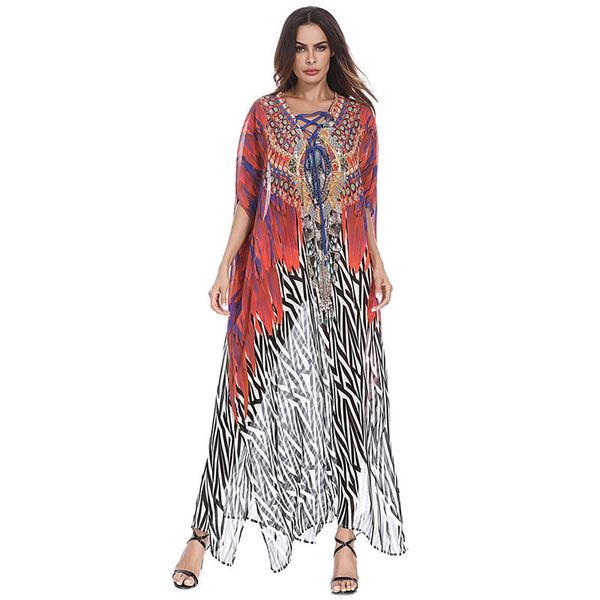

fine national k217 fashion women's ethnic print lace up muslim arab, Red