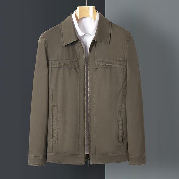 

men's jackets autumn spring men casual jacket khaki army green cotton basic coat male comfort daily turn down collar outerwear plus siz, Black;brown