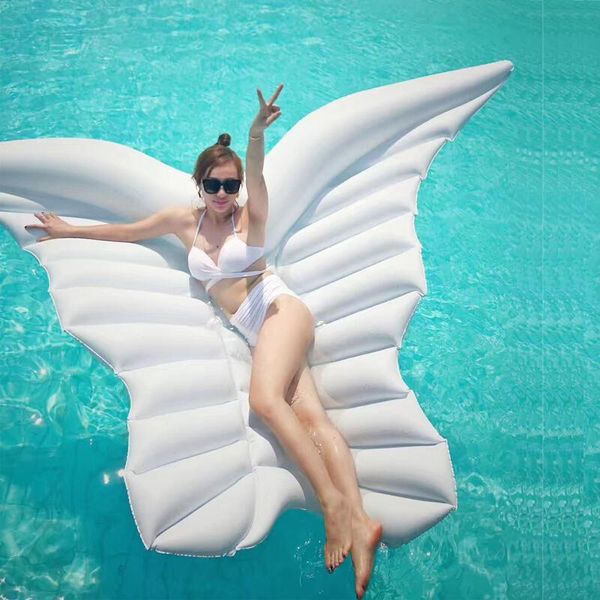 

inflatable floating water hammock swimming pool lounger floaties for adults white wing floats air mattresses & tubes