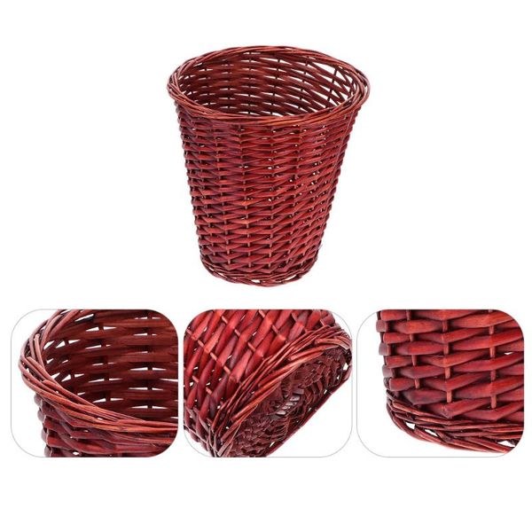 

laundry bags 1pc household storage basket t rattan woven bucket for home (brown)