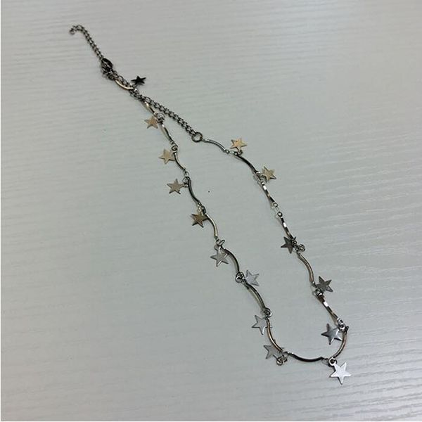 

chokers silver color short necklaces for women jewelry stainless steel statement necklace trendy fashion moon star pendants, Golden;silver