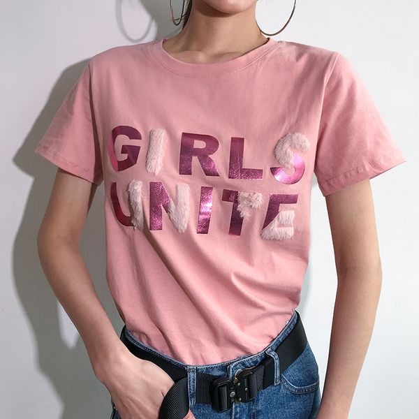 

letter print t-shirts women casual fashion tshirt summer short sleeve streetwear cotton kawaii soft t-shirt leisure 210419, White