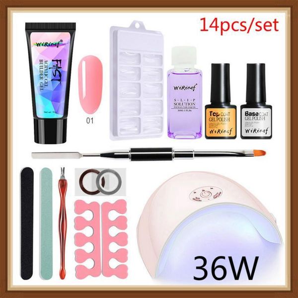 

poly nail gel kit with 36w uv led lamp extension hard jelly builder art tool for professional manicure set1