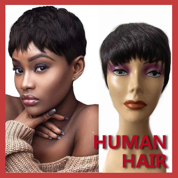 

straight wig black dog gnawing natural short real woman hair head cover