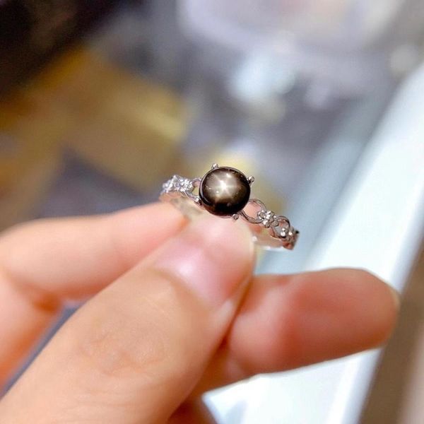 

cluster rings quality sapphire ring 925 sterling silver fine jewelry, Golden;silver