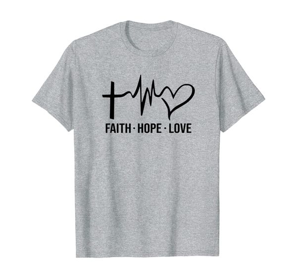 

faith hope and love christians cross heartbeat tshirt gifts, White;black