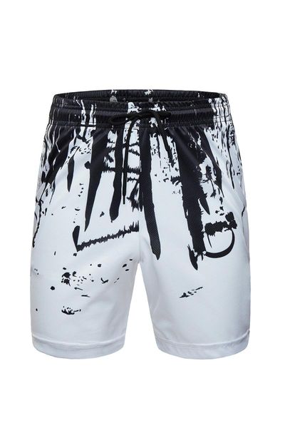 

men's shorts casual fitness running summer digital printing beach sports, White;black