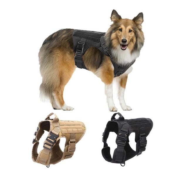 

military tactical dog harness pet training vest metal buckle german shepherd k9 and leash for small large dogs collars & leashes