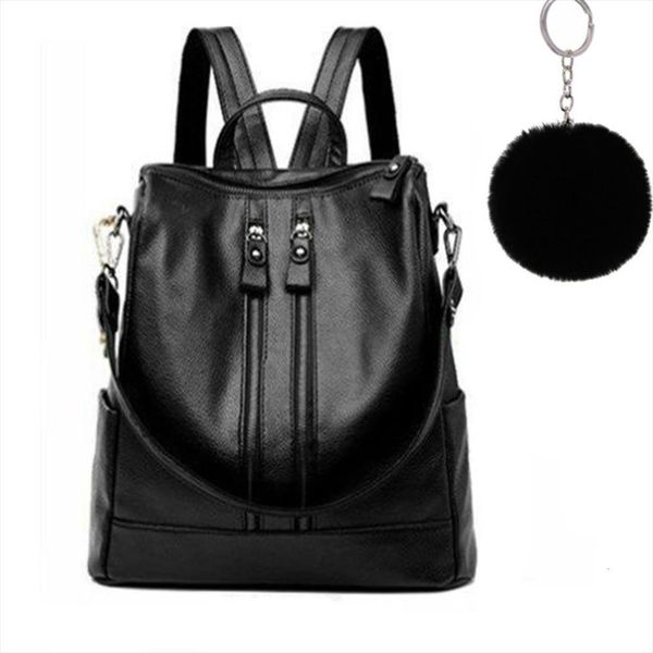 

waterproof womens backpack school bag soft leather female shoulder bags fashion travel ladies bagpack
