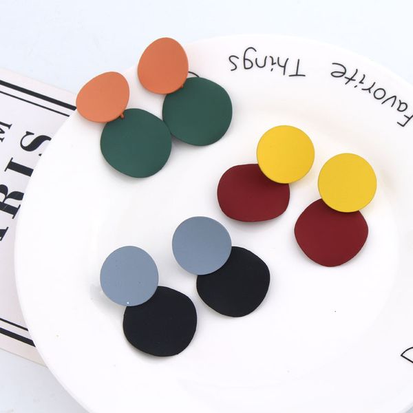 

ins and south korea autumn and winter new fashion temperament gold wafer contrast color long personalized simple earrings, Silver