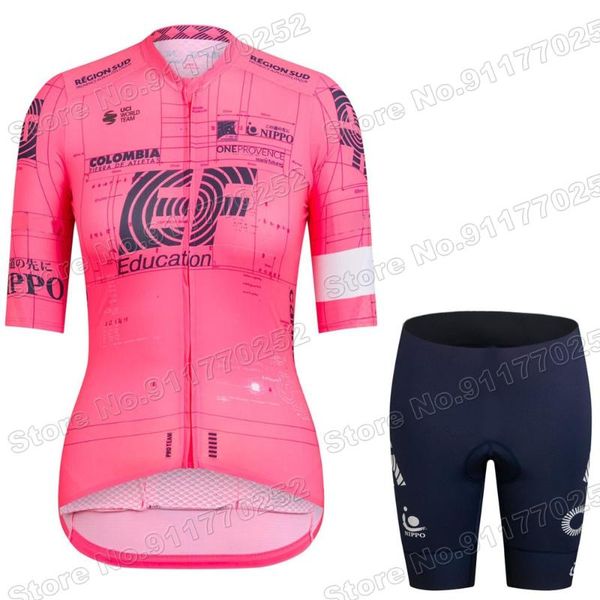 

racing sets 2021 women ef team cycling jersey set pink lady clothing road bike shirts suit bicycle pants mtb ropa ciclismo maillot, Black;blue