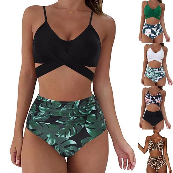 

women's swimwear women leopard print bikini set push up bathing high waist summer beach seaside swimsuit baÃ±adores mujer 2021, White;black
