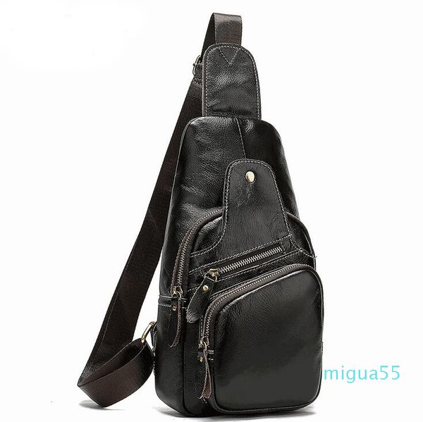 

men's cowhide chest crossbody bag genuine leather men shoulder messenger bags sports satchel quality