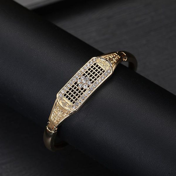 

bangle luxury gold hollowed-out flower-shaped ladies wedding party arab bridal gift, Black