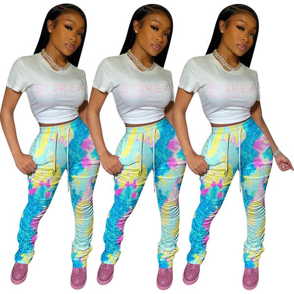 

printing ruched women causal pants summer high waist elastic ny sports trousers for home party club, Black;white