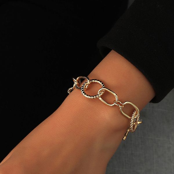 

fashion irregular rib chain niche bracelet men's and women's fashion gold-plated trinket, Black