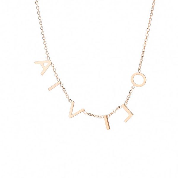 

chokers houwu letter name customized stainless steel necklace personalized gift clavicle chain, Golden;silver