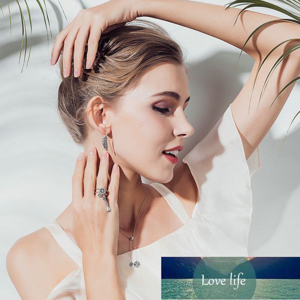 

bamoer fashion 925 sterling silver vintage feather wings long drop earrings for women sterling silver jewelry brincos sce215 factory price e