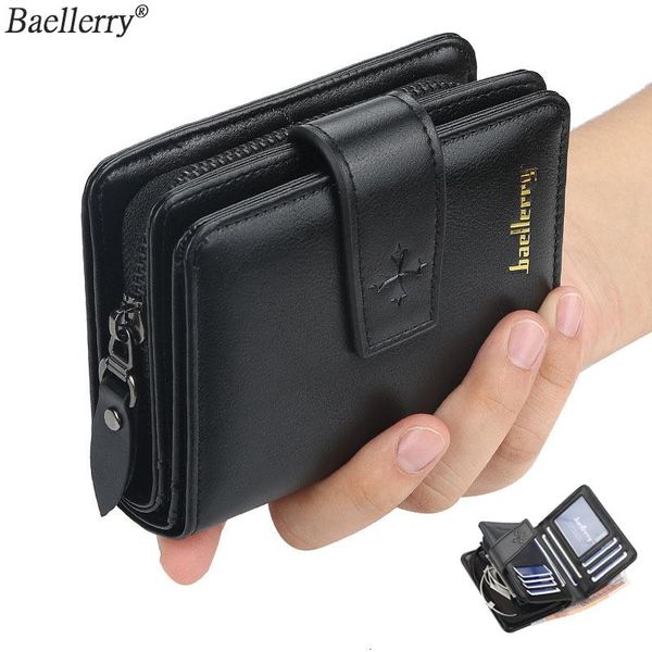 

wallets pu leather men wallet with coin pocket vintage hasp mens card holder short zipper purse for, Red;black