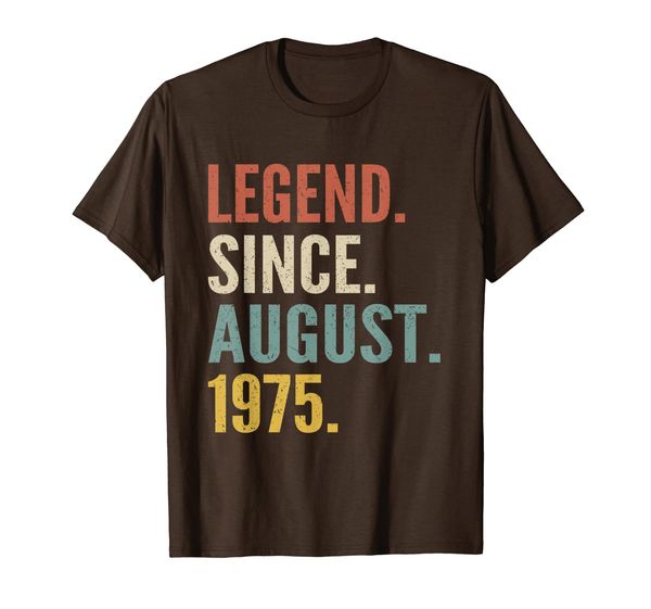 

legend since august 1975 44th birthday gift 44 years old tee, White;black