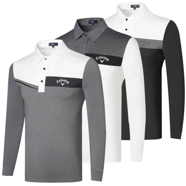 

Men's clothing, long sved polo shirt, quick drying T-shirt, outdoor sportswear, breathable golf clothing., White;black