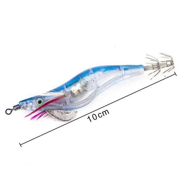 

fishing hooks flashing led lure luminous squid jig shrimp bait night with hook tackle