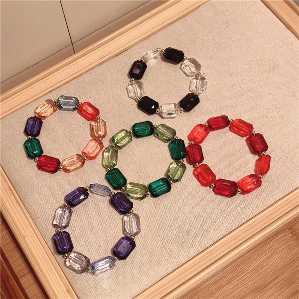 

charm bracelets aomu 1pc korea design vintage hit color geometric round candy acrylic bracelet for women girls sweet party jewelry gifts, Golden;silver