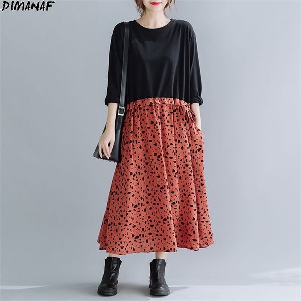

plus size dress women autumn spliced large belt print elegant lady vestidos loose pockets casual 210531, Black;gray