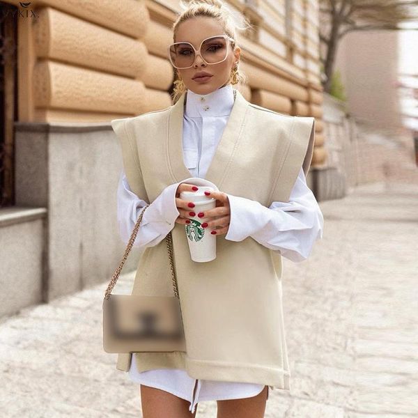 

women's vests fashion elegant sleeveless v neck loose sweater women 2021 autumn thicken warm cardigan streetwear casual clothing, Black;white