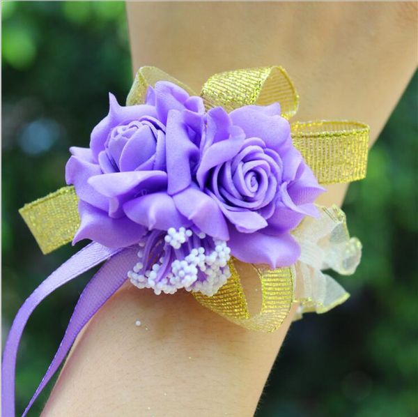 Fiore a mano imitazione da polso sorelle damigelle corsage matrimoni da sposa decorazione del ballo di simulazione del bracciale fiore da polso