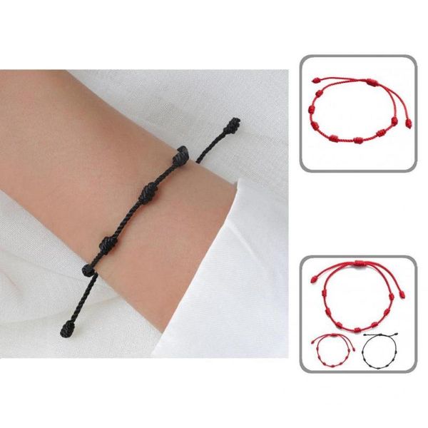 

bangle strong rope classic 7 knots adjustable bracelet jewelry accessories, Black