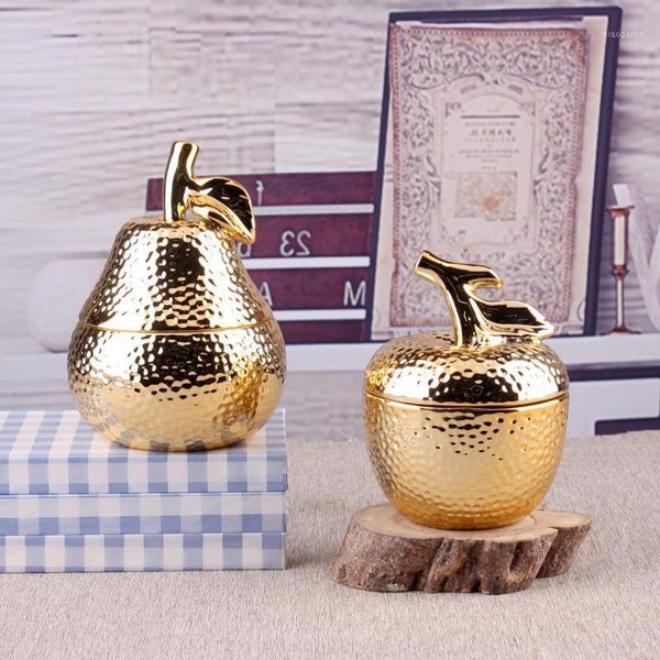 

storage bottles & jars ceramic creative personality golden fruit tank kitchen candy box deskdecorative jewelry