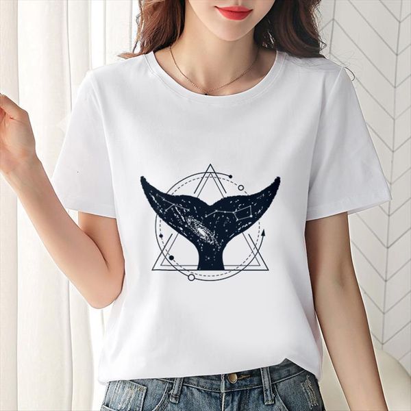

dolphin print summer casual harajuku women short sleeve white female clothes