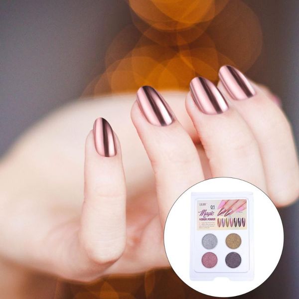 

nail glitter 1 set 4-color art mirror effect state powder, Silver;gold
