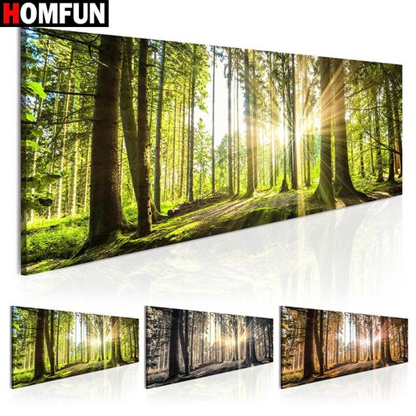 

diamond painting homfun "woods sunshine scenery" cross stitch custom po embroidery square round drill home decor