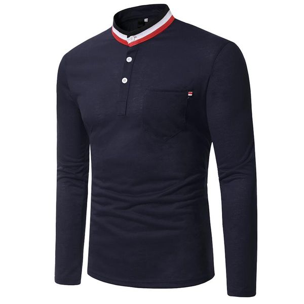 

men's polos men solid color long sleeve casual winter shirts, White;black