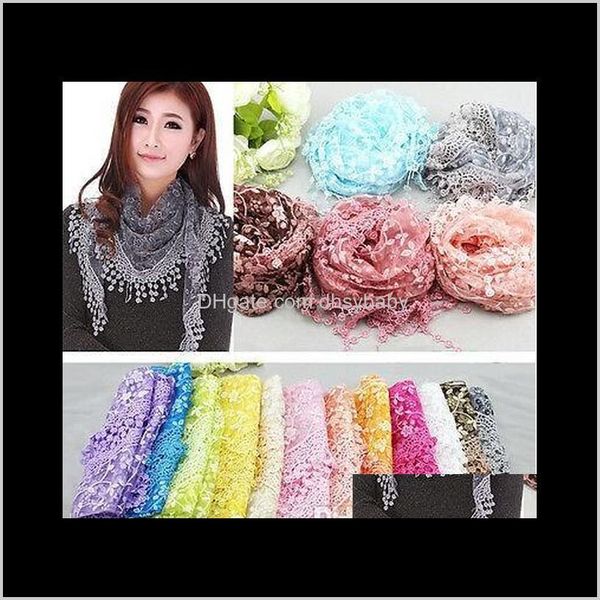 

hats, scarves & gloves fashion accessories drop delivery 2021 ladies lace tassels sheer metallic summer women burnt-out floral rose print tr, Blue;gray