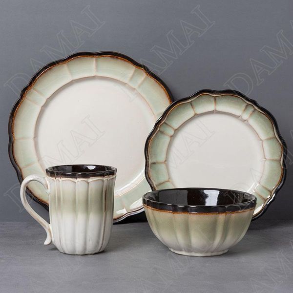 

dishes & plates painted ceramic plate sets retro decorative and bowls relief western steak european home kitchen tableware