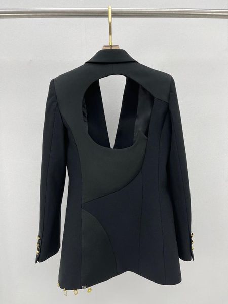

women's suits & blazers 2021 fashion classic women gold button back hollow out pin decoration collect waist slim blazer, White;black