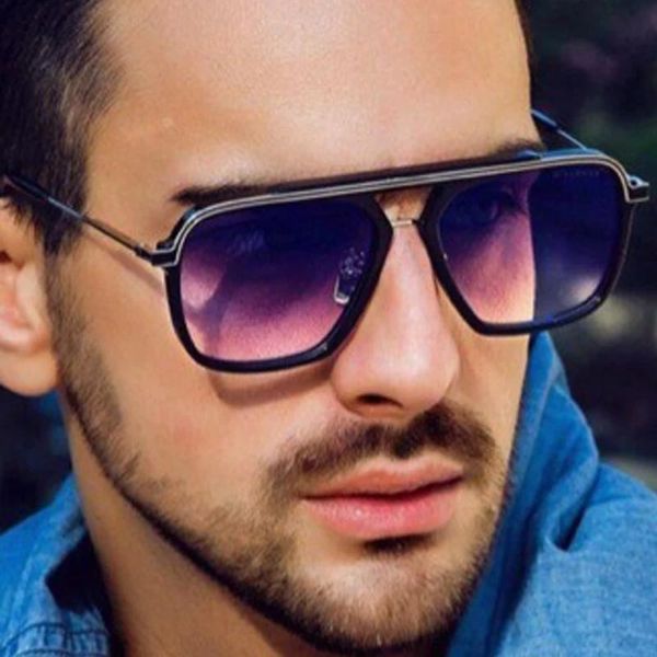 

high-grade metal male sunglasses luxury fashion gradient female, White;black
