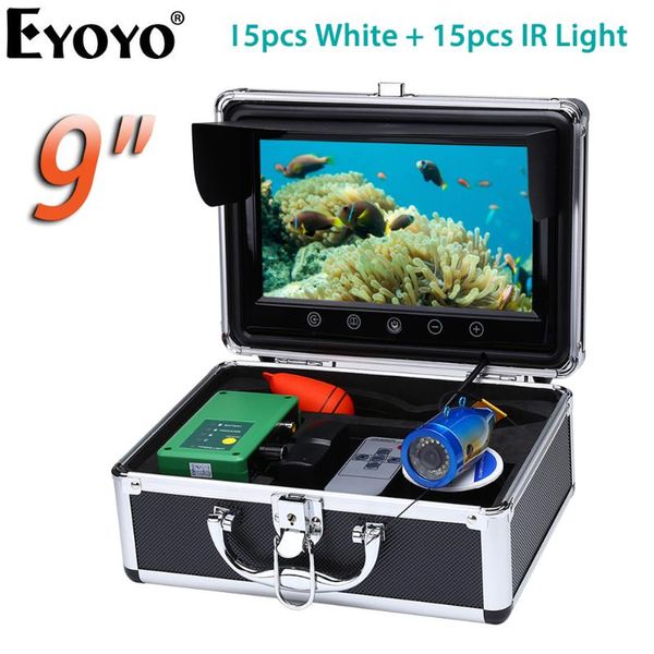 

eyoyo ef09 fish finder underwater fishing camera 9" 1000tvl waterproof video under water 15 pcs infrared lamp white led ip cameras